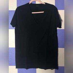 NWT - AO+SY Supima Cotton V-Neck “Soul Messy” Black Long Tee - Size S